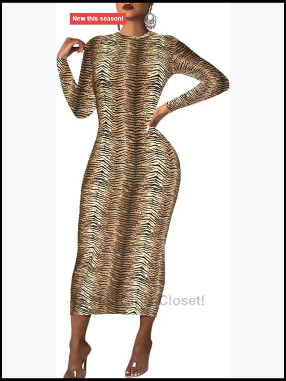 Women's Long Sleeve Bodycon Dress Midi Fitted Club Party